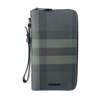 Burberry Charcoal Gray Pvc Leather Long Wallet (Bi-Fold) (Pre-Owned)
