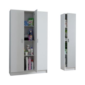 Dmora Armario Multiuso Grande Sinnai, Modular, 7 Estantes, 4 Puertas, 146x180h Cm Blanco