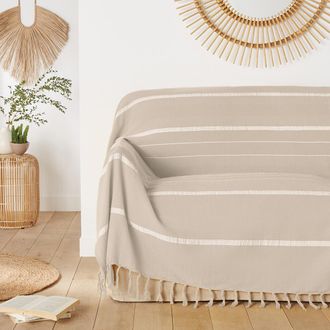 La Redoute Interieurs Gestreerpte plaid in katoen met franjes, Nedo