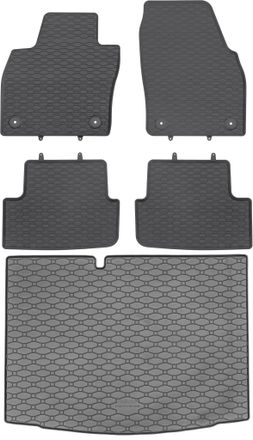 OEM Skoda Fabia Iii Hatchback De 2018 A 2021. Juego: Alfombrillas De Goma Para Coche + Alfombrilla Para Maletero
