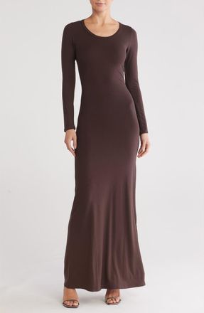 Go Couture Long Sleeve Maxi Dress in Mole Brown at Nordstrom Rack, Size X-Large
