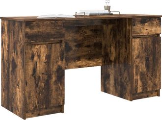 vidaXL Desk with Drawer Smoked oak 140 x 49 x 76 cm Engineered wood Vidaxl