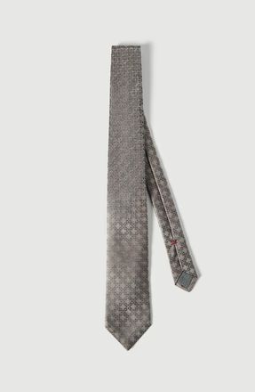 Brunello Cucinelli Silk tie with geometric floral pattern in Grey at Nordstrom
