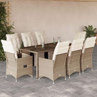 vidaXL Set De Mesa Y Sillas De Jard&iacute;n 5 Pzas Y Cojines Rat&aacute;n Pe Beige