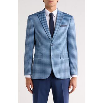 Duchamp Slim Fit Plaid 4-Way Stretch Sport Coat in Navy at Nordstrom Rack, Size 38 Regular