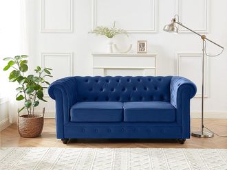 Vente-Unique Divano 2 posti Velluto Blu reale - CHESTERFIELD