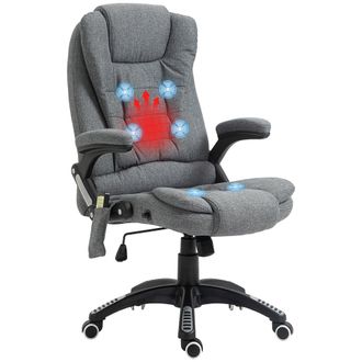 Vinsetto Office Chair w/ Heating Massage Points Relaxing Reclining Grey | TJ Hughes