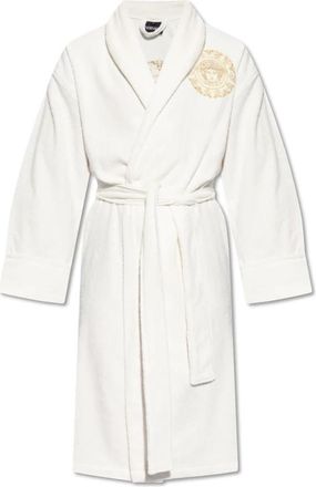 Versace Badjas met logo - Heren - Badjassen - Wit - XL - Katoen - Nachtkleding