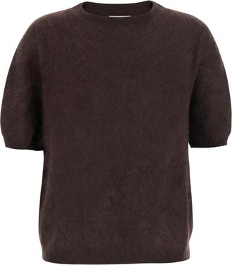 Soft Goat Geborsteld trui met korte mouwen - Dames - Cashmere truien - Bruin - S - Wol - Truien & Vesten