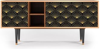 StoryZ Mueble de TV negro 3 puertas L 150 cm