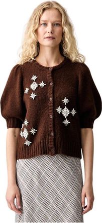 Munthe Vocca Cardigan - Dames - Vesten - Bruin - M - Wol - Truien & Vesten