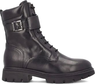 Nero Giardini buckled lace-up combat boots - women - Rubber/Leather/Leather - 37 - Black