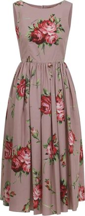 Dolce & Gabbana Bouquet Rose Katoenen Jurk - Dames - Casual kleedjes - Veelkleurig - M - Katoen - Kleedjes