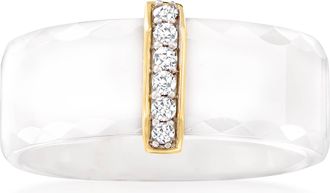 Ross-Simons White Ceramic and Diamond Ring With 14kt Yellow Gold