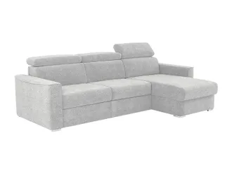 Vente-Unique Divano Angolare Reversibile Convertibile Rapido In Tessuto Ciniglia Grigio Chiaro - Rete A Doghe Larghe 140 Cm - Materasso 14 Cm Vizir