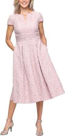 Alex Evenings Floral Embossed Cocktail Dress in Blush at Nordstrom, Size 12