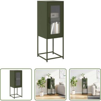 vidaXL Credenza verde oliva - Credenza Verde Oliva 36x39x107 cm in Acciaio Laminato a Freddo