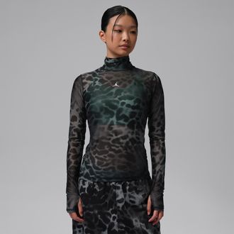 Nike Jordan Womens Jordan Flight Long-Sleeve Mesh Top in Black | IQ4011-010