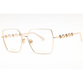 Philipp Plein Ladies Rose Gold Tone Rectangular Eyeglass Frames VPP071M