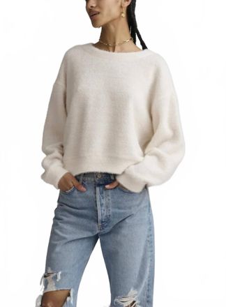 Splendid Fallon Fuzzy Crewneck Sweater In White