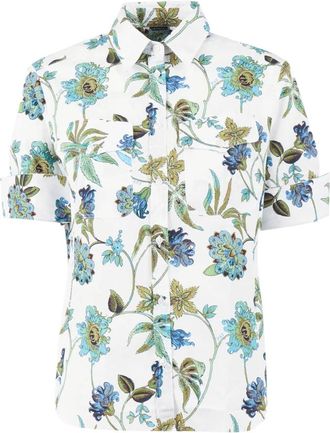 Fay Camicia M Corta - Dames - Korte mouwen Overhemden - Wit - L - Katoen - Overhemden