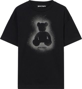 Palm Angels Regular Fit Spray Bear Graphic T-Shirt
