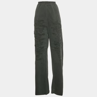 Maison Margiela Maison Martin Margiela Grey Cotton Distressed Raw Hem Track Pants