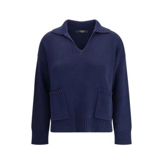 Max Mara Dames, Truien, Blauw, Maat: XS Katoen
