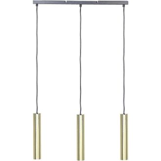 Beliani L&aacute;mpara De Techo De Metal Lat&oacute;n Negro 97 Cm Colgante Suspensi&oacute;n 3 Luces Brosna