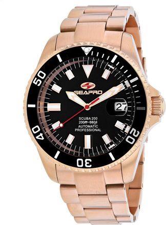 Seapro Mens Scuba 200 Black Round 44mm