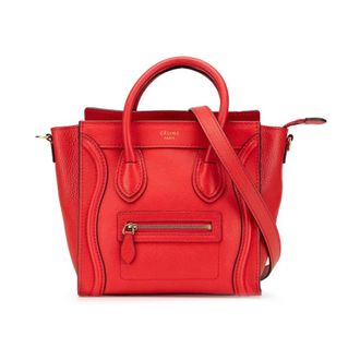 Celine Pre-owned Mini Bags, female, Red, Size: ONE SIZE Pre-owned Compact Leather Handbag with Double Top Handles and Removable Shoulder Strap