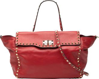 Valentino Pre-owned Valentino Medium Leather Rockstud Trapeze Flap Satchel Ladies EWGIBZ3Z7O5R8XHL