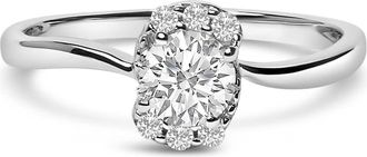 House of Brilliance Sterling Silver Lab Grown 1/2 Cttw Diamond Floral Cluster Engagement Ring
