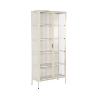 Sweeek Aparador, vitrina de acero y vidrio templado con 2 puertas, 180cm