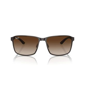 Ray-Ban Vierkante Zonnebril Bruine Verloopglazen - unisex - Zonnebrillen - Bruin - 59 MM - Leer - Accessoires
