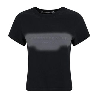 Alexander Wang Alexander Wang, T-Shirts, female, Black, Size: S Shrunken Tee with Embossed Graphic