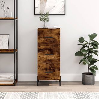 vidaXL Vidaxl - Aparador Madera De Ingenier&iacute;a Roble Ahumado 34,5x34x90 Cm