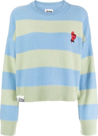 Izzue heart-patch wool-blend jumper - women - Nylon/Wool/Acrylic - S - Blue