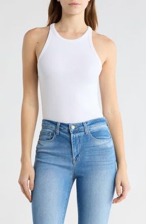 Good American Micro Rib Crewneck Tank in White001 at Nordstrom Rack, Size X-Large