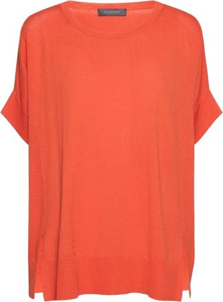 Elena Miro Maglia in filato di cotone e modal - Dames - Ronde hals truien - Oranje - S - Katoen - Truien & Vesten
