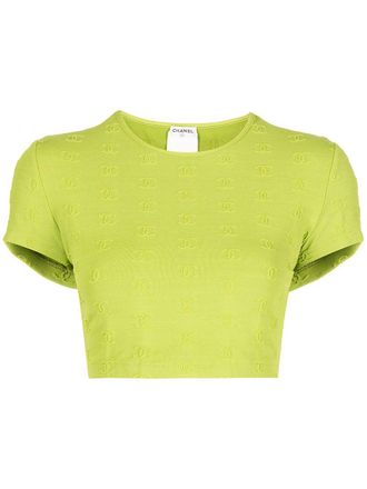 Chanel T-shirt con ricamo CC 1997 crop - Verde