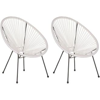 Beliani Beliani - Set di 2 Sedie da Giardino Bianche Rattan Sintetico Stile Spaghetti Acapulco