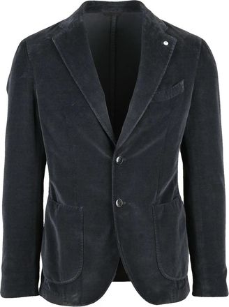 L.B.M. 1911 Soft Cotton Velvet Jacket with Button Closure and Rounded Silhouette