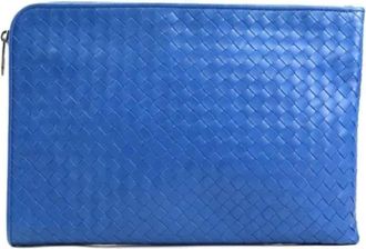 Bottega Veneta Pre-owned Clutches, female, Blue, Size: ONE SIZE Pre-owned Leather clutches
