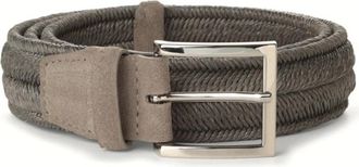 Orciani Geweven Stoffen Riem met Zilveren Gesp - Heren - Riemen - Groen - 110 CM - Su&egrave;de - Accessoires