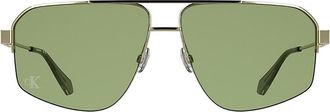 Calvin Klein Mens Modified Rectangle Metal Sunglasses - Multi