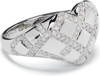 Yvonne Léon 9K White Gold Chevalier Coeur Croisillions Diamond Ring - Womens - White Diamond/9kt White Gold