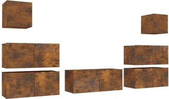 vidaXL 7 Piece TV Cabinet Set Smoked Oak Engineered Wood vidaXL