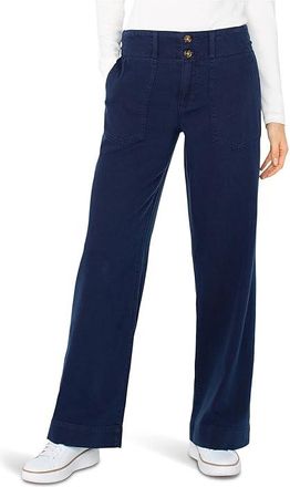 Liverpool L.A. Petite Utility Patch Pocket Wide Leg Womens Clothing Navy Dusk : 0P 29, Cotton/Lycra/Lyocell