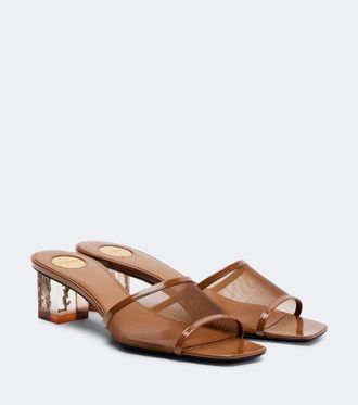 Saint Laurent Mules Sip de malla con piel